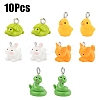 10Pcs 5 Styles Opaque Resin Pendants RESI-YW0004-22A-1
