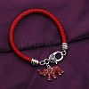 Elephant Alloy & Rhinestone & Imitation Leather Cord Charm Bracelets FS-WG8FE67-01-2