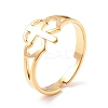 Double Heart with Cross 304 Stainless Steel Adjustable Ring for Women LS-RJEW-B035-06G-1