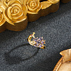 Brass Micro Pave Cubic Zirconia Cuff Open Rings for Women WG0EFBB-01-1
