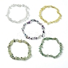 5Pcs 5 Styles Natural Green Aventurine & Quartz Crystal & Prehnite & Citrine & Fluorite Chips Beaded Stretch Bracelet Sets BJEW-JB10872-4