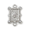 Brass & White ABS Plastic Imitation Pearl Playing Card A Connector Charms KK-M322-23P-1
