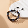 Natural Tiger Eye & Eyeless Obsidian & Resin Evil Eye Braided Bead Bracelet BJEW-JB08840-02-2