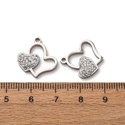 304 Stainless Steel Clay Rhinestone Pendants STAS-P406-17G-P-1