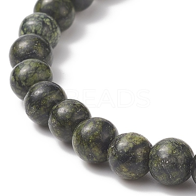 Natural Serpentine Round Beaded Stretch Bracelet BJEW-JB07554-02-1