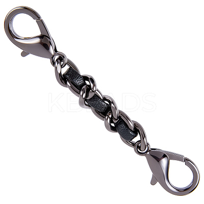 1Pc Black PU Leather Alloy Crub Chain Purse Strap Extenders for Purse Making PURS-CL0001-10C-1