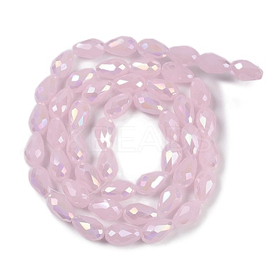 Opaque Solid Color Electroplate Glass Beads Strands EGLA-N013-J8mm-B01-1