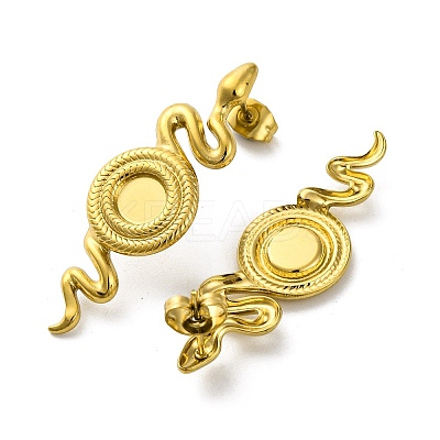 Ion Plating(IP) 304 Stainless Steel Snake Stud Earrings EJEW-K295-14G-1