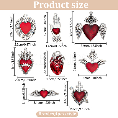 32Pcs 8 Styles Rack Plating Alloy Enamel Pendants FIND-HY0004-25-1