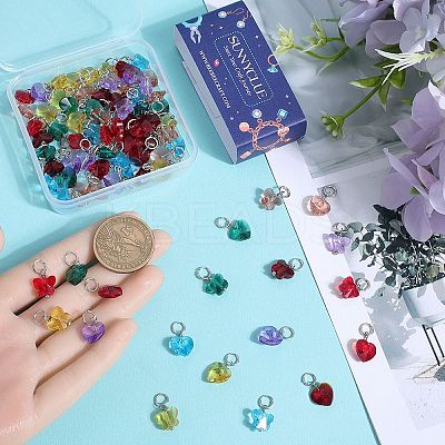 84pcs 14 style Faceted Transparent Glass Charms GLAA-SC0002-05-1