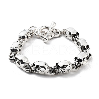 Retro Alloy Skull Link Chains Bracelets for Women Men BJEW-L684-003AS-1