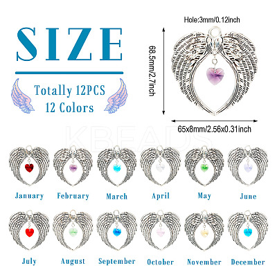 12Pcs 12 Colors Tibetan Style Alloy Big Pendants FIND-TA0004-24-1
