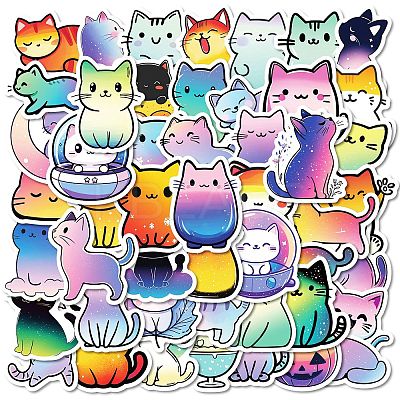 50Pcs Cartoon Cat Paper Sticker LS-STIC-C012-02-1
