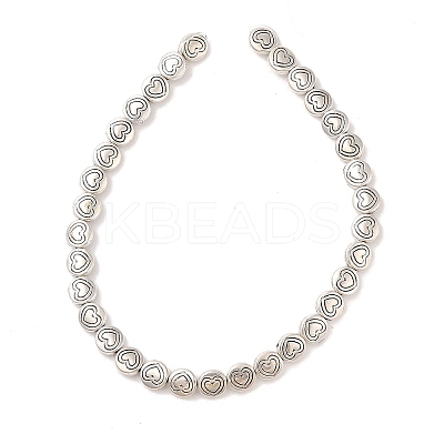 Tibetan Style Flat Round with Heart Alloy Bead Strands TIBEB-O007-12-NR-1