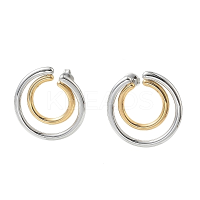 Two Tone 304 Stainless Steel Stud Earrings EJEW-G468-05GP-1