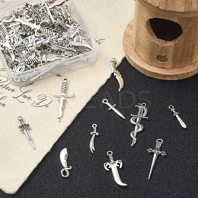 100Pcs 10 Styles Tibetan Style Alloy Connector Charms TIBEP-CJ0003-38-1