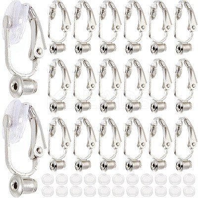 36Pcs Brass Clip-on Earring Converters Findings KK-SP0001-10P-1