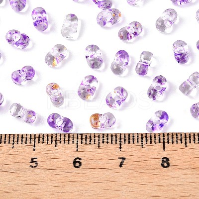 Spray Painted with Glitter Powder Glass Seed Beads SEED-T007-09B-1