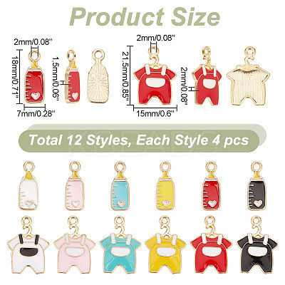 48Pcs 12 Style Alloy Enamel Pendants ENAM-AR0001-38-1