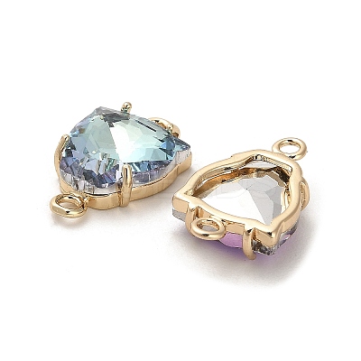 Brass Pave Glass Connector Charms GLAA-G111-10G-1