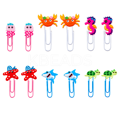 36Pcs 6 Style Sea Animal Shape Iron Paperclips AJEW-FH0003-17-1