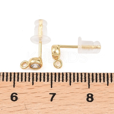 Brass Clear Cubic Zirconia Stud Earring Findings LS-EJEW-A155-03B-G-1