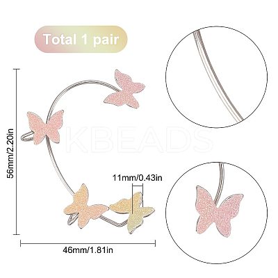 2Pcs 2 Styles Bling Butterfly Cuff Earrings EJEW-SC0001-26A-1