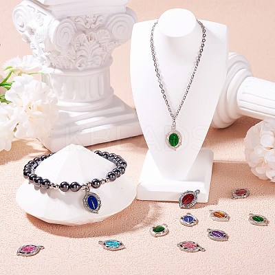 28Pcs 7 Colors  Platinum Plated Alloy Enamel Pendants ENAM-TA0002-30-1
