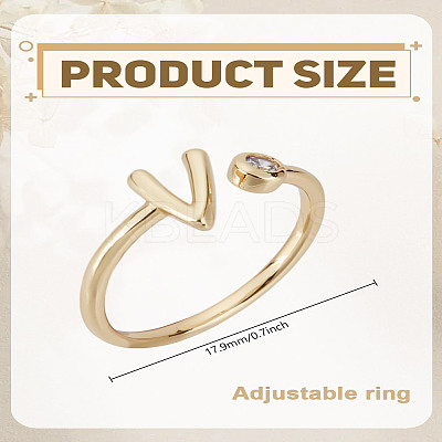 1Pc Brass Micro Pave Clear Cubic Zirconia Open Cuff Rings for Women RJEW-LP0002-37V-1