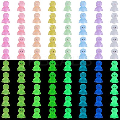80Pcs 8 Colors Luminous Resin Doll Ornaments RESI-SZ0003-49-1