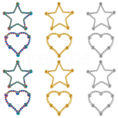 12Pcs 6 Styles Ion Plating(IP) 304 Stainless Steel Linking Ring Rhinestone Settings STAS-FH0002-03-1