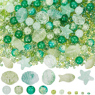 Ocean Theme DIY Seed & Glass Beads Jewelry Making Finding Kit DIY-SC0024-64D-1