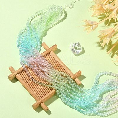 10 Strands Transparent Gradient Color Glass Beads Strands GLAA-CJ0002-09B-1