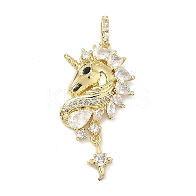 Brass Micro Pave Clear Cubic Zirconia Pendants KK-I476-13G-1