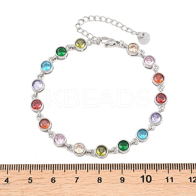 304 Stainless Steel Pave Colorful Cubic Zirconia Tennis Bracelets for Women BJEW-T023-02D-P-1