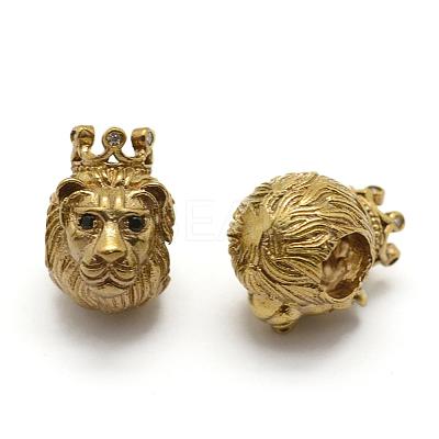 Brass with Cubic Zirconia European Beads KK-G309-03-1