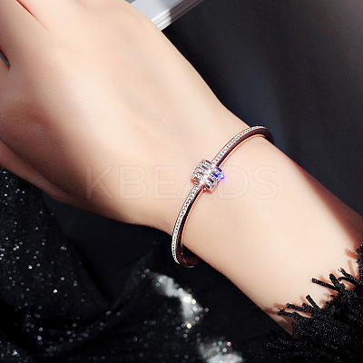 304 Stainless Steel Crystal Rhinestone Bangles for Women FS-WG476C1-01-1