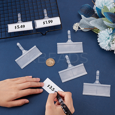 Rectangle Reusable Plastic Shelf Label Holders ODIS-WH0043-56B-1