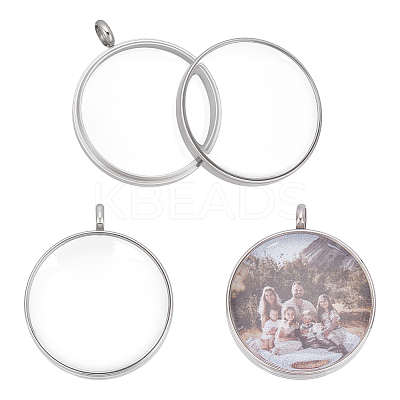 2Pcs 304 Stainless Stee Locket Pendants STAS-UN0064-13P-1