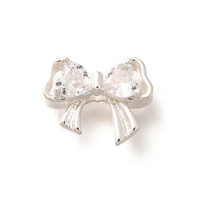 Brass Micro Pave Cubic Zirconia Beads KK-C085-09S-1
