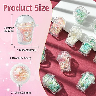 10Pcs Milk Tea Cup Theme Opaque Acrylic Pendants OACR-CJ0002-31-1