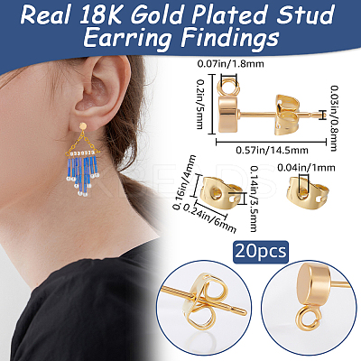 20Pcs Flat Round Brass Stud Earring Findings KK-BBC0013-96B-1