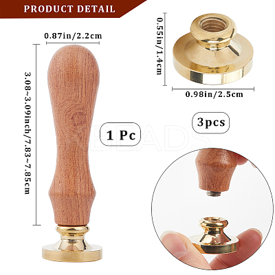 3 Styles Graduation Theme Golden Tone Brass Wax Seal Stamp Head AJEW-CP0007-50A-04-1