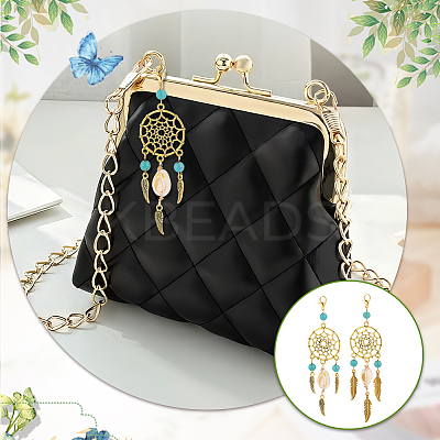 5Pcs Alloy & Synthetic Turquoise Pendant Decorations HJEW-GA00038-1