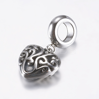 316 Surgical Stainless Steel European Dangle Charms STAS-E148-01AS-1