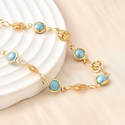 304 Stainless Steel Glass Link Bracelets for Women BJEW-V010-02G-1