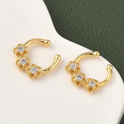 Brass Pave Clear Cubic Zirconia Circular/Horseshoe Barbell Nose Rings EJEW-D337-18D-G-1