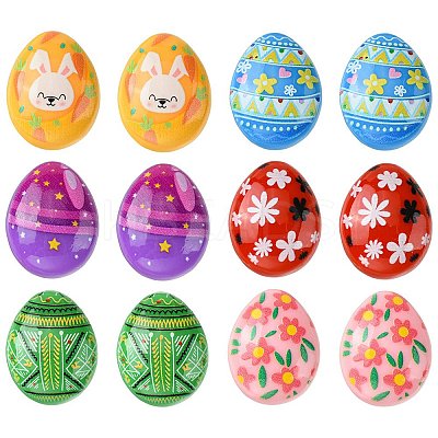 12Pcs 6 Colors Easter Cartoon Opaque Resin Cabochons RESI-FS0001-56-1