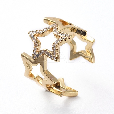 Adjustable Brass Cuff Finger Rings RJEW-G096-06G-1