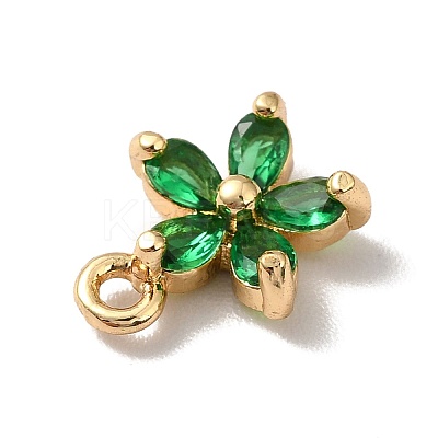 Brass Cubic Zirconia Flower Charms LS-KK-O141-01G-06-1